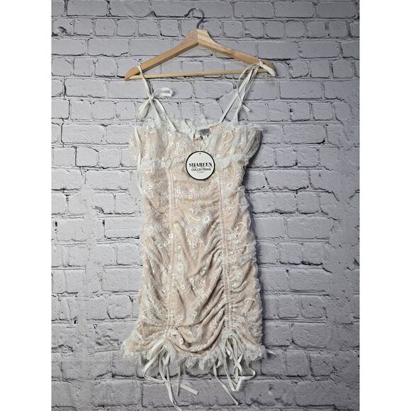 Shareen Collections Bridal Lace Overlay Ruched Detail Dress New Size AU 10 - Picture 1 of 14